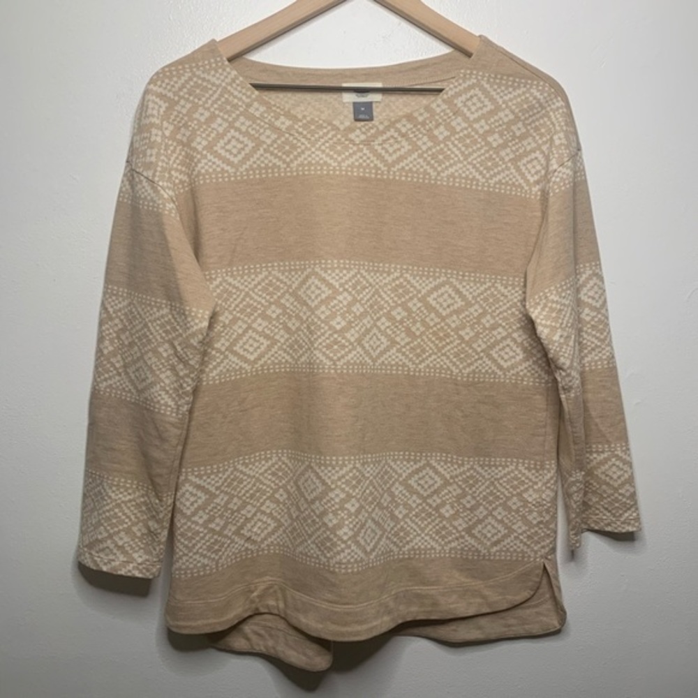 Old Navy Beige Aztec Print Pullover Sweater Medium